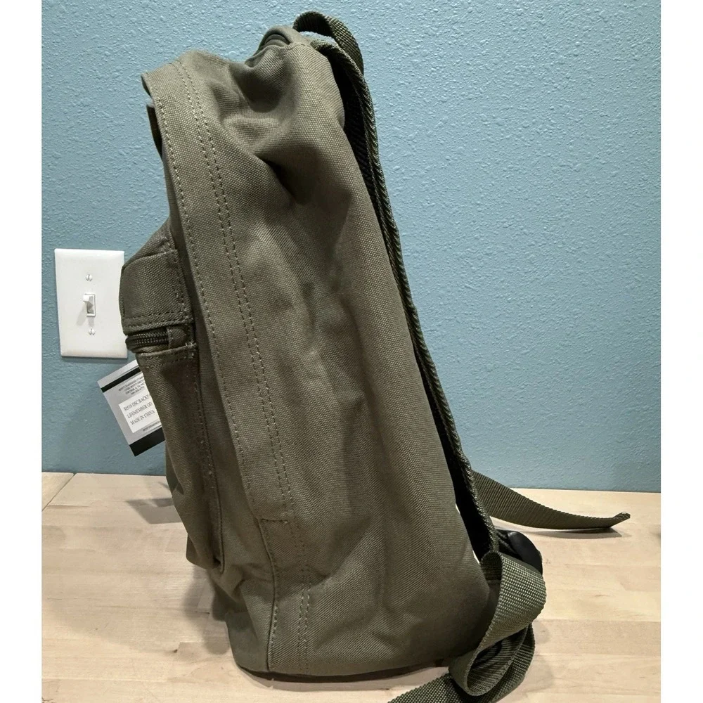 Dallas Safari Club Life Member Large Olive Green Canvas Backpack Leather Accents